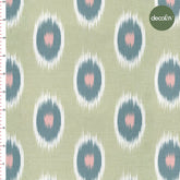 Green Ground Ikat Patterned Digital Printed Fabric